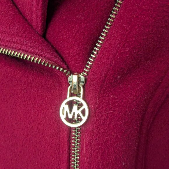Michael Kors Women's Asymmetrical Belted Wool Blend 3/4 Coat Size PL Red . - Picture 4 of 12